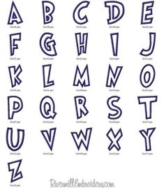 the alphabet is made up of letters and numbers in blue ink, which are outlined on white paper