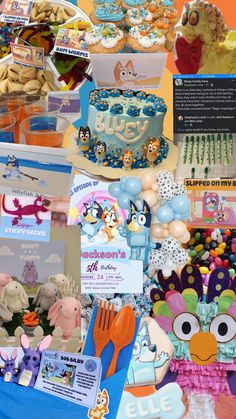 a collage of cakes, cupcakes and other items