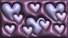 many hearts are arranged in the shape of an abstract pattern on a purple and pink background