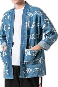 Denim Kimono Cardigan Jacket | Eiyo Kimono Casual Cotton Winter Kimono, Casual Winter Cotton Kimono, Casual Blue Long Sleeve Kimono, Casual Long Sleeve Kimono For Spring, Blue Casual Kimono For Winter, Casual Blue Kimono For Winter, Blue Casual Winter Kimono, Casual Spring Kimono With Pockets, Casual Long Sleeve Kimono For Fall