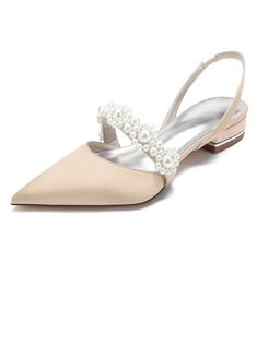 JJ's House Pearl Women's Flat Heel Low Heel Wedding Summer Wedding Sandals Bridal Shoes Elegant Satin Slip On Point Toe Wedding Shoes. #JJ's House #Pearl #Women's #FlatHeel #LowHeel #Wedding #Summer #WeddingSandals #BridalShoes #Elegant #Satin #SlipOn #PointToe #WeddingShoes Bridal Party Shoes, Pearl Wedding Shoes, Elegant Flats