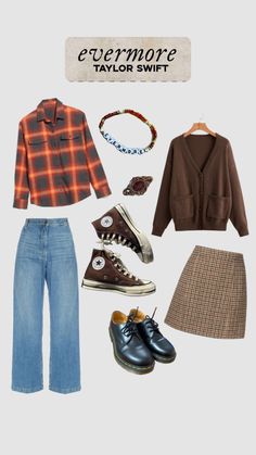 an assortment of clothing and accessories including shoes