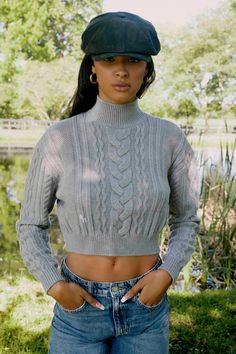 The Dallas is a chunky cropped cable-knit turtleneck sweater. RH Monogram on sleeve. 100% Merino Wool Blend Recommended Dry Clean Only DALLAS SWEATER FRONT BODY LENGTH SHOULDER WIDTH ACROSS CHEST SLEEVE LENGTH XS 17 1/4" 18 1/2" 19 1/2" 24" S 17 3/4" 18 7/8" 20 1/4" 24 1/4" M 18 1/4" 19 1/4" 21" 24 1/2" L 19" 19 7/8" 22 1/4" 24 7/8" XL 19 3/4" 20 1/2" 23 1/2" 25 1/4" Rh Monogram, Cable Turtleneck Sweater, Cable Knit Turtleneck, Cable Knit Turtleneck Sweater, Swimwear Sets, Knit Turtleneck, Knit Turtleneck Sweater, Quilted Coat, Fall 2022