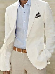 Men's Fashion Casual Linen Blazer Regular Tailored Fit Solid Colored Single Breasted One-button White 2023 2023 - £ 68 Linen Suits For Men, White Linen Suit, Johnny Galecki, White Suit, Linen Suits, Prom Suits, Mens Linen, Tuxedo For Men, Mode Masculine