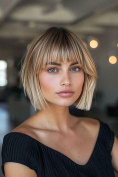 Craving a fresh, chic look that’s both low-maintenance and high-impact? Short bobs with bangs are your answer. This timeless combo has been a go-to for fashion-forward individuals seeking effortless style. From sleek and straight to Back Of Bob Haircut Medium, Short Bob With Fringe Fine Hair, Short Hair With A Fringe, Bob With Fringe Thick Hair, Short Hair Cuts Fine Hair, Medium Length Bob With Layers And Bangs, Bob Fringe Hairstyles, Dark Blonde Bob With Bangs, Face Framing Bob With Bangs