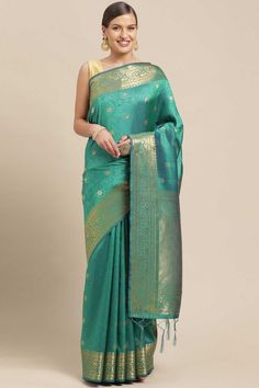 Product Features: Saree Color: Turquoise Blouse Color: Saree Fabric: Kanjeevaram silk Blouse Fabric: Work: Woven Style: Kanjeevaram silk Saree Length: 5.5 Meter Blouse Length: 0.80 Meter Occasion: Festive Disclaimer: There will be slight difference in digital to actual image Turquoise Saree, Pre Stitched Saree, One Minute Saree, Formal Saree, Turquoise Blouse, Indian Designer Sarees, Indian Silk Sarees, Readymade Saree, Ready To Wear Saree