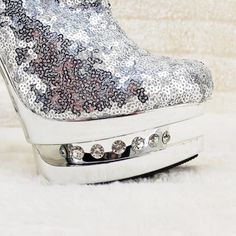 Blondie 1009 Silver Sequin Slouchy High Heel Platform Ankle Boots US Sizes NY | Totally Wicked Footwear Glamorous High Heel Platform Boots, Glamorous High Heel Platform Boots For Party, Platform Ankle Heeled Boots For Party, Party Platform Booties With Round Toe, Party Platform High Heel Booties, High Heel Platform Booties For Party, Party High Heel Platform Booties, Party Platform Ankle Boot Heels, Platform Ankle Boot Heels For Party