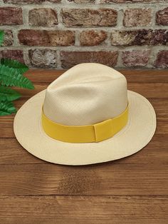 Handmade Panama Hat and Removeable ~ Yellow ~ Accessory Band The band is interchangeable and can be removed to reveal a plain dark band underneath (dark band fixed to hat). The removeable band is elasticated and will stretch for different size hats. ~ Genuine Panama hat handwoven with Toquilla palm ~ ~ Handwoven in Ecuador ~ ~ Natural Panama ~ ~ Possible to roll for easy travel ~ ~ Inside comfort band ~ Other colour Panama hats and bands available from our store > https://www.etsy.com/shop/perso Yellow Accessories, Easy Travel, Other Colors, Elastic Band, Panama Hat, Panama, Caps Hats, Accessories Hats, Hand Weaving