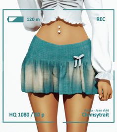 the measurements of a woman's skirt are shown in blue and white colors,