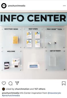 an info center is displayed on the wall