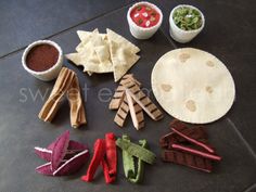 Fajitas Dinner, Diy Felt Food, Felt Food Pattern, Taco Dinner, Food Pattern