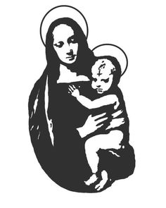 the virgin mary holding a child in her arms