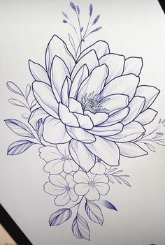 a drawing of a large flower on a piece of paper with an instagramr