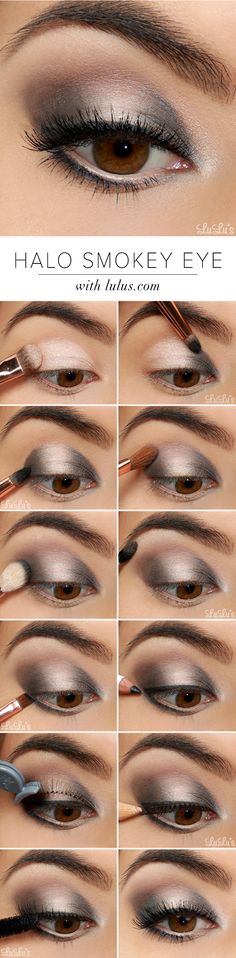 LuLu*s How-To: Halo Smokey Eye Shadow Tutorial at LuLus.com! Eye Makeup For Brown Eyes, Silver Smokey Eye, Eye Ideas, Smoky Eye Makeup Tutorial, Eyeshadow Tutorial For Beginners, Make Up Tutorials