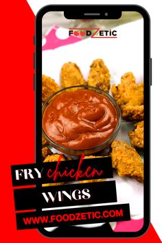 a cell phone with food on it and the words fry chicken wings next to it