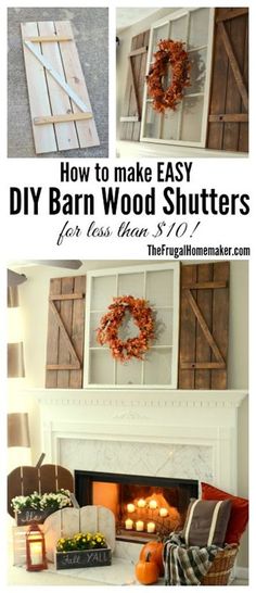 the instructions for how to make easy diy barn wood shutters