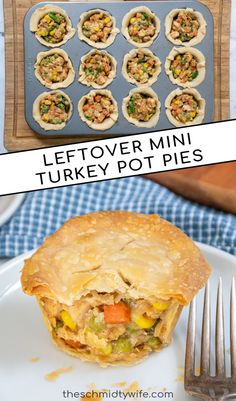 the leftover mini turkey pot pies are ready to be eaten