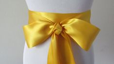 Dandelion Yellow Bridal Sash / Double Face by HerLovelySupplies Elegant Ribbon Sashes As Gifts, Satin Sashes With Ribbon For Gift, Making A Dress, Grey Wedding Theme, Dandelion Yellow, Ribbon Bouquet, Gettin Hitched, Wedding Sash Belt, Yellow Satin