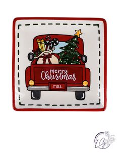 Get ready for all your Christmas festivities with this canape plate! Featuring a red truck filled with Christmas goodies, this plate is perfect for any occasion! Individually hand-painted Dimensions: 5" x 5" Handwash Only Christmas Canapes, Christmas Festivities, Colorful Bouquet, Christmas Goodies, Special Jewelry, Red Truck, Heartfelt Gifts, Festive Christmas, Get Ready