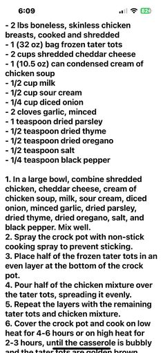 the recipe for chicken soup is shown in black and white text on a white background