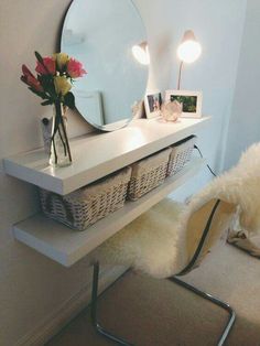 an instagram page with a photo of a vanity and flowers