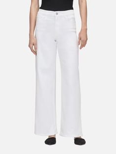 LE SLIM PALAZZO WHITE Modern High Rise White Pants, Trendy White Elastane Pants, Elegant High Rise White Pants, Elegant High-rise White Pants, White Flared Wide Leg Cotton Pants, White Flare Wide Leg Cotton Pants, White Elastane Summer Pants, Modern White Stretch Bottoms, White Elastane Pants For Summer