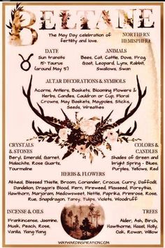 an old poster with deer antlers and flowers on it