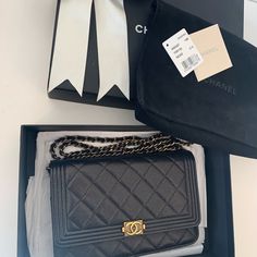 In Excellent Condition. Comes With Authenticity Card, Box, Dust Bag, And Ribbon From Original Packaging. Rare Due To The Fact That It’s Discontinued. Aged Gold Hardware. This Style Is Perfect For Any Casual Outfit And Also Great For Any Formal Occasions Chanel Boy Woc, Chanel Coco Handle, Black Mini Bag, Chanel Crossbody, Chanel Camellia, Chanel Caviar, Chanel Mini, Art Bag, Black Mini