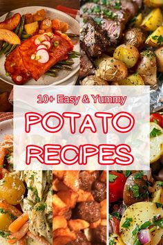 the top 10 easy and yummy potato recipes for dinner or dessert, with pictures of different types of vegetables