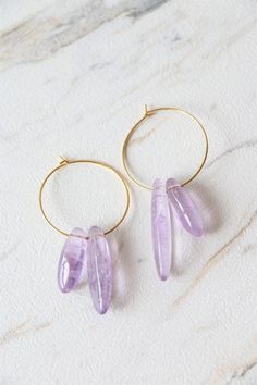 Amethyst hoop earrings raw crystal earrings gemstone | Etsy Raw Crystal Earrings, Raw Quartz Necklace, Amazonite Necklace, Raw Crystal Necklace, Raw Quartz, Natural Stones Necklace, Crystal Hoop Earrings, Crystal Dangle Earrings, Earrings Crystal