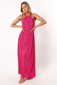 Melody Plisse Halter Maxi Dress - Pink Elegant Drapes, Halter Maxi Dress, Update Your Wardrobe, Halter Maxi, Halter Maxi Dresses, Pink Midi Dress, Pink Maxi Dress, Dress Pink, Midi Length