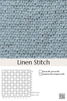 the linen stitch pattern is shown in light blue