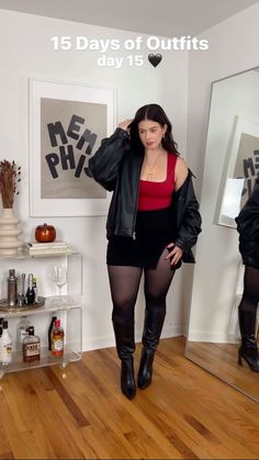 Curvy Party Outfit Night, Curvy Bar Outfits, Curve Winter Outfits, Club Outfits Mid Size, Plus Size Black Skirt Outfit, Dark Feminine Outfits Plus Size, High Boots Outfit Plus Size, Looks Plus Size Festa, Vegas Plus Size Outfit Ideas