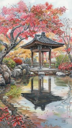 Coloring book coloring sample / japanese landscape  #Coloringbook #Coloringbooks  #coloringbookpagesprintables #coloringbookspagesprintables #coloringbookartflower #coloringbookpages #grayscalecoloringbooks Asian Reference, Chinese Watercolor Painting, Dover Publications Coloring, Chinese Watercolor, Clip Art Frames Borders, Pop Art Coloring Pages, Coloring Book Download, Asian Landscape, Watercolor Art Landscape