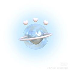 an object is floating in the air with hearts on it's side and two smaller objects behind it