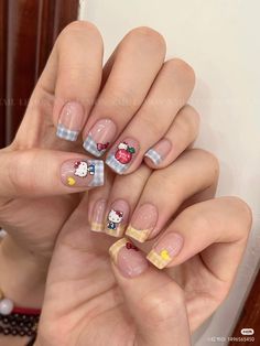 #Nailinspiration #cute #bows #hellokitty #sanrio #nails Nail Hello Kitty Design, Hello Kitty Thanksgiving Nails, Easy Sanrio Nails, Hello Kitty Bow Nails, Hello Kitty Toes Nail Design, Hello Kitty Simple Nails, Shinchan Nail Art, Hello Kitty Fall Nails