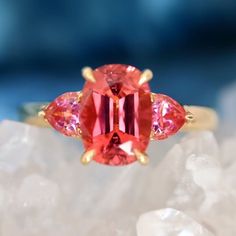 Pink Ruby Gemstone Ring In 14k Gold, Pink Ruby Ring With 14k Gold, Pink Ruby Ring With Accent Stones In 14k Gold, Pink Ruby Ring With 14k Gold And Accent Stones, Extravagant Accessories, Barbie Ring, Rubellite Ring, Pink Tourmaline Engagement Ring, Pink Engagement