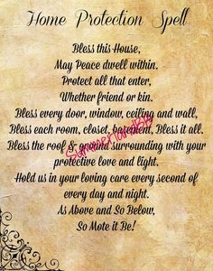 Home Blessing Spell, Home Protection Spell, Blessing Spell, Book Of Shadows Pages, Real Love Spells, Witchcraft Spells For Beginners, Home Blessing, Spells For Beginners, Protection Spell