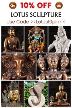 the cover of lotus sculpture fine hindu and buddhist sculptures, with images of buddhas