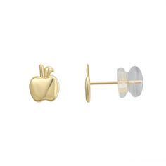 These sweet Charming Girl 14k gold apple stud earrings are a lovely complement to your look. These sweet Charming Girl 14k gold apple stud earrings are a lovely complement to your look.  Size: 7.5 mm x 6 mm Backings: push-on screw-off Metal: 14k gold Finish: polished Packaging: boxed Nickel free Size: One Size. Color: Multi/None. Gender: female. Age Group: kids. Gold Apple, Jewelry Earrings Studs, Gold Finish, Brand Names, Gender Female, Free Size, Screw, Age Group, Jewelry Watches