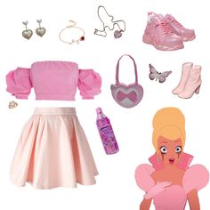 Charlotte From Princess And The Frog Costume, Lottie Disneybound, Charlotte Disneybound, Barbie Disneybound, Lottie Costume Princess And The Frog, Princess And The Frog Inspired Outfits, Charlotte Costume, Tiana And Charlotte Costume Ideas, Tiana And Charlotte Costume Halloween