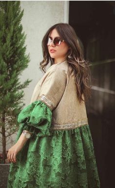 Green Overcoat, Abaya Style, Modesty Fashion, Sleeves Designs For Dresses