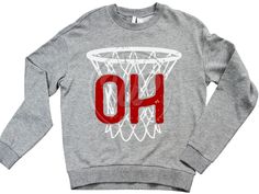 a sweatshirt with the word ho on it and a basketball hoop in front of it