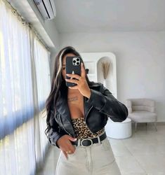 Jacket Crop, Animal Print, Leather Jacket, Leather