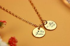 Customized Gold Necklace, Coin Charm Necklace, Engraved Necklace, Gift for Girl, Gift for Her, Gift for Girlfriend, Christmas Gift, Necklace ✅ A necklace that speaks volumes without saying a word. Our personalized engraving necklace lets you immortalize what matters most. ✅ Colors- Yellow Gold ✅ Customize with a name, date, coordinates, or special message ✅ Chain length- 16, 18, 20, 22, 24 (Available Chain Type- Link, Box, Ball)  ✅ Metal: Gold plated over brass 🎁 This coin and bar style necklac Cute Customized Charm Necklace Gift, Stamped Necklaces For Valentine's Day Gift, Stamped Charm Necklaces For Valentine's Day Gift, Cute Customized Jewelry For Gift, Customized Cute Jewelry For Gifts, Engraved Charm Necklaces For Birthday Gift, Valentine's Day Gift Necklace, Engraved Charm Necklace For Birthday Gift, Girlfriend Christmas