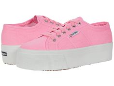 Superga 2790 - Cotw - Women's Shoes : Hot Pink : Elevate your look with the Superga 2790 - Cotw lace-up platform shoes. With a classic design and bold heel, you'll be ready for days out on the town in style. Lace-up closure with six pairs of eyelets; metal grommets. Cotton canvas upper with handstitched detailing. Textile lining and cushioned insole provide comfort for continued wear. Closed, round toe with platform heel. Crepe-textured rubber outsole provides traction and stability. Imported. M Trendy Spring Platform Sneakers With Lug Sole, Spring Trendy Platform Sneakers With Lug Sole, Trendy Chunky Platform Sneakers For Spring, Trendy Spring Chunky Platform Sneakers, Bold Heels, Platform Heel, Out On The Town, Superga Sneaker, Elevate Your Look