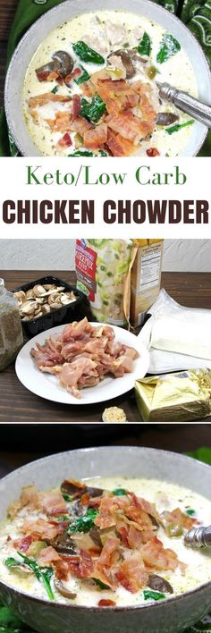 this keto / low carb chicken chowder is the perfect way to use up leftovers