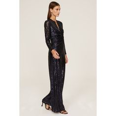 Navy sequins (95% Polyester, 5% Spandex). Jumpsuit. Long sleeves. Split neck. Back zipper closure. 58" from shoulder to hemline. Imported. Fitted Evening Jumpsuits And Rompers With Contrast Sequin, Evening Fitted Jumpsuits And Rompers With Contrast Sequin, Evening Jumpsuits And Rompers With Contrast Sequin, Fitted Party Jumpsuit With Contrast Sequin, Fitted Contrast Sequin Jumpsuits And Rompers For Party, Fitted Jumpsuits And Rompers With Contrast Sequin For Party, Fitted Sequin Jumpsuit For Cocktail, Fitted Sequin Jumpsuits And Rompers For Cocktail, Evening Sequined Stretch Jumpsuits And Rompers