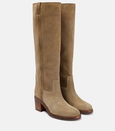 Isabel Marant Étoile Seenia Suede Knee-high Boots - Beige | Editorialist Boots Beige, Suede Boots Knee High, Isabel Marant Etoile, Isabel Marant, High Boots, Knee High Boots, Me Too Shoes, Calf Leather, Knee High