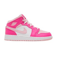 Buy Air Jordan 1 Mid GS 'Fierce Pink' - FD8780 116 - Pink | GOAT Womens Air Jordan 5, Nike And Jordans, Preppy Shoes Jordans, Air Jordans Size 2, Nike Shoes Teen Girl, Bright Pink Jordans, Hot Pink Air Jordans, Shoes Pink Nike, Shoes For 5th Grade